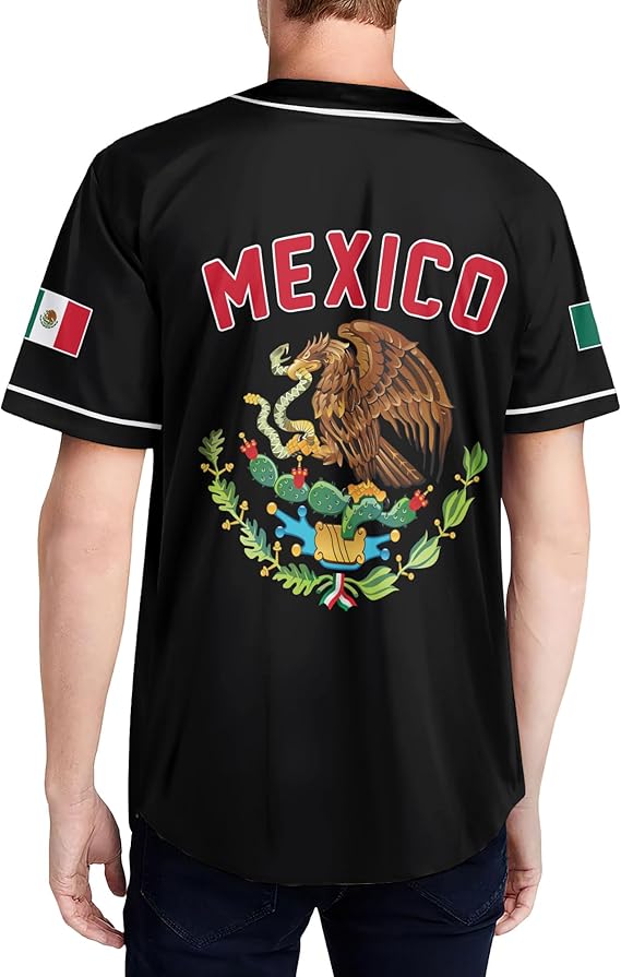 Mexico Baseball Jersey - Aztec Calendar & Flag Crest Shirt