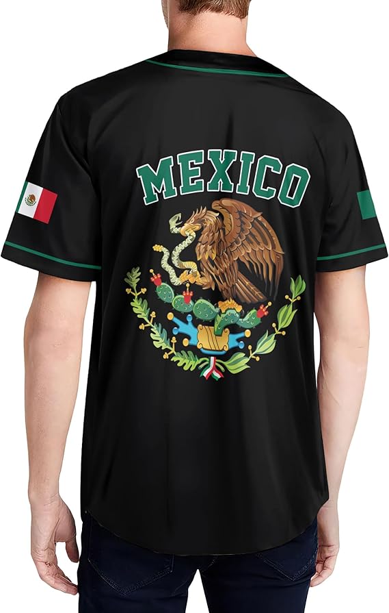 Mexico Baseball Jersey - Double-Sided Flag & Crest Shirt