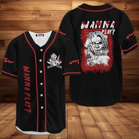 Chucky Wanna Play Baseball Jersey - Horror Good Guys Shirt