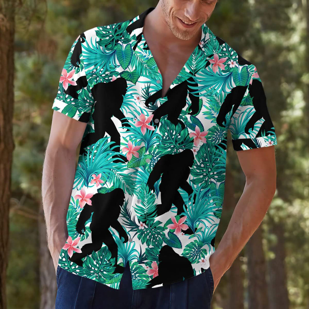 Bigfoot Hawaiian Shirt - Tropical Sasquatch Aloha Shirt for Men