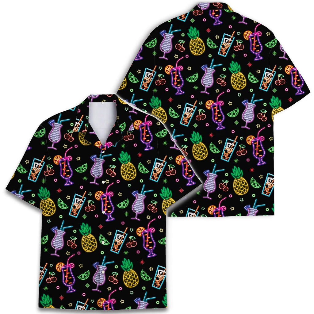 Neon Cocktail Hawaiian Shirt - Tropical Bar Drink Aloha Shirt