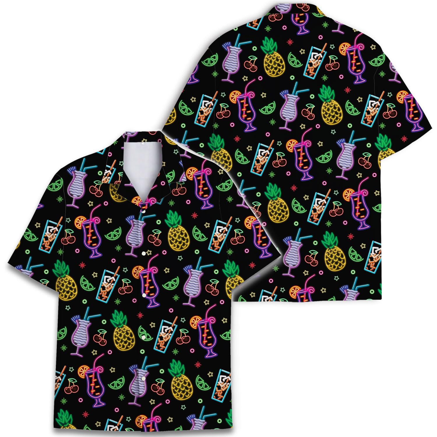 Neon Cocktail Hawaiian Shirt - Tropical Bar Drink Aloha Shirt