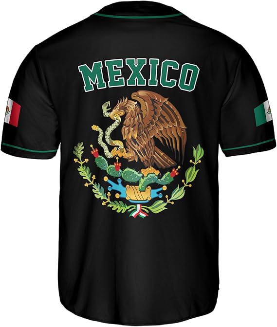 Mexico Baseball Jersey - Double-Sided Flag & Crest Shirt
