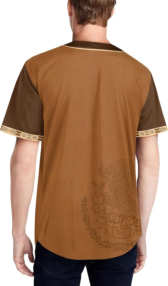 Mexico Brown Baseball Jersey - Vintage Aztec Heritage Shirt