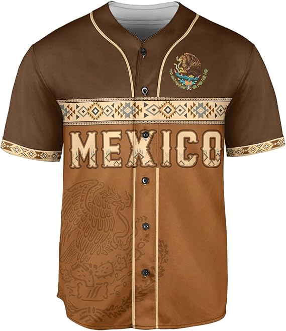 Mexico Brown Baseball Jersey - Vintage Aztec Heritage Shirt