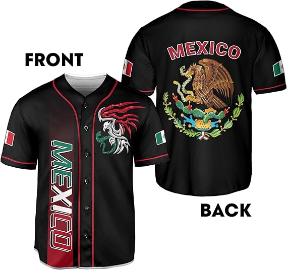 Mexico Baseball Jersey - Tribal Eagle & Flag Crest Sports Shirt