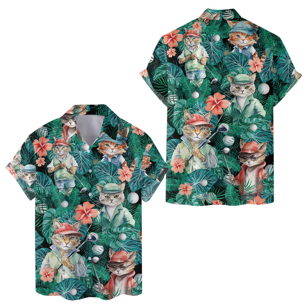 Funny Golf Cat Hawaiian Shirt - Tropical Pet Lover Gift