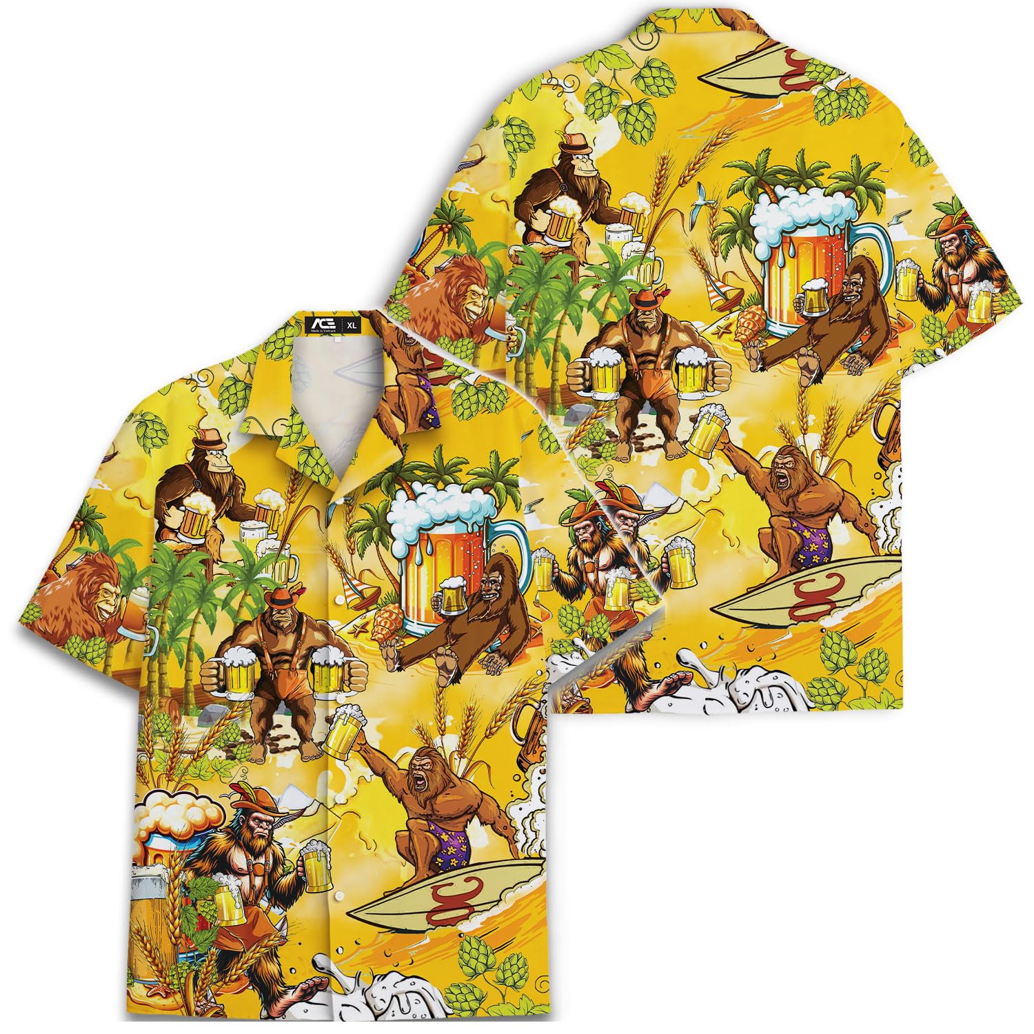 Bigfoot Beer Hawaiian Shirt - Funny Yellow Aloha for Beer Lovers