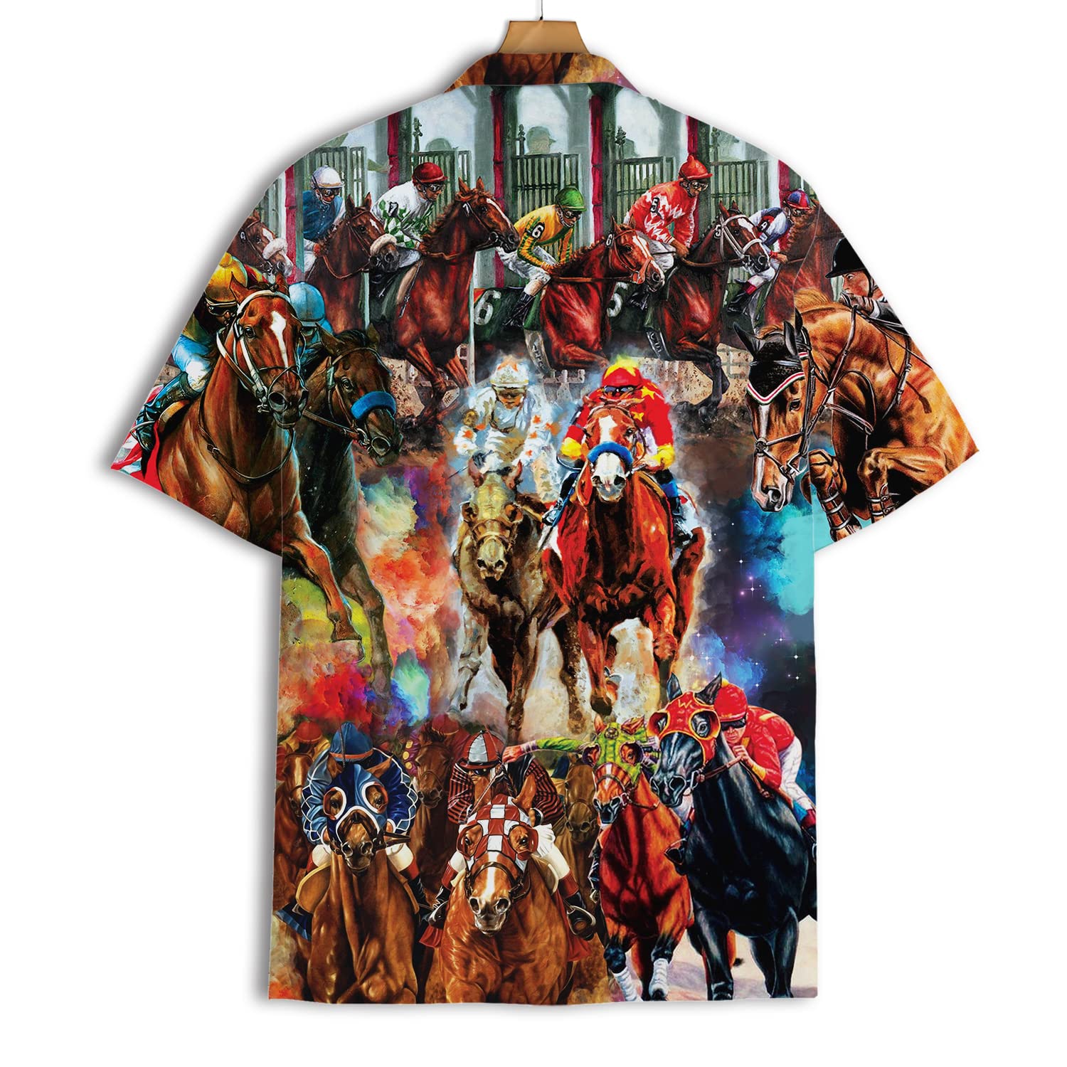 Horse Racing Hawaiian Shirt - Colorful Jockey Print Aloha Shirt for Men