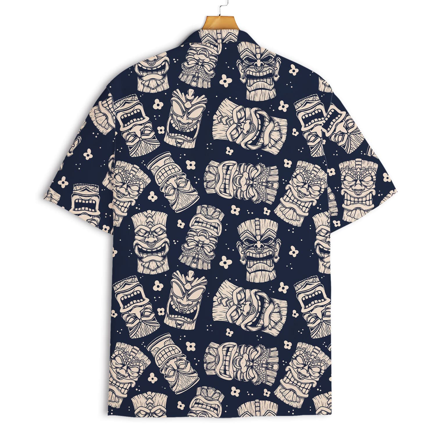 Navy Tiki Hawaiian Shirt - Tribal Mask Aloha Print Shirt for Men