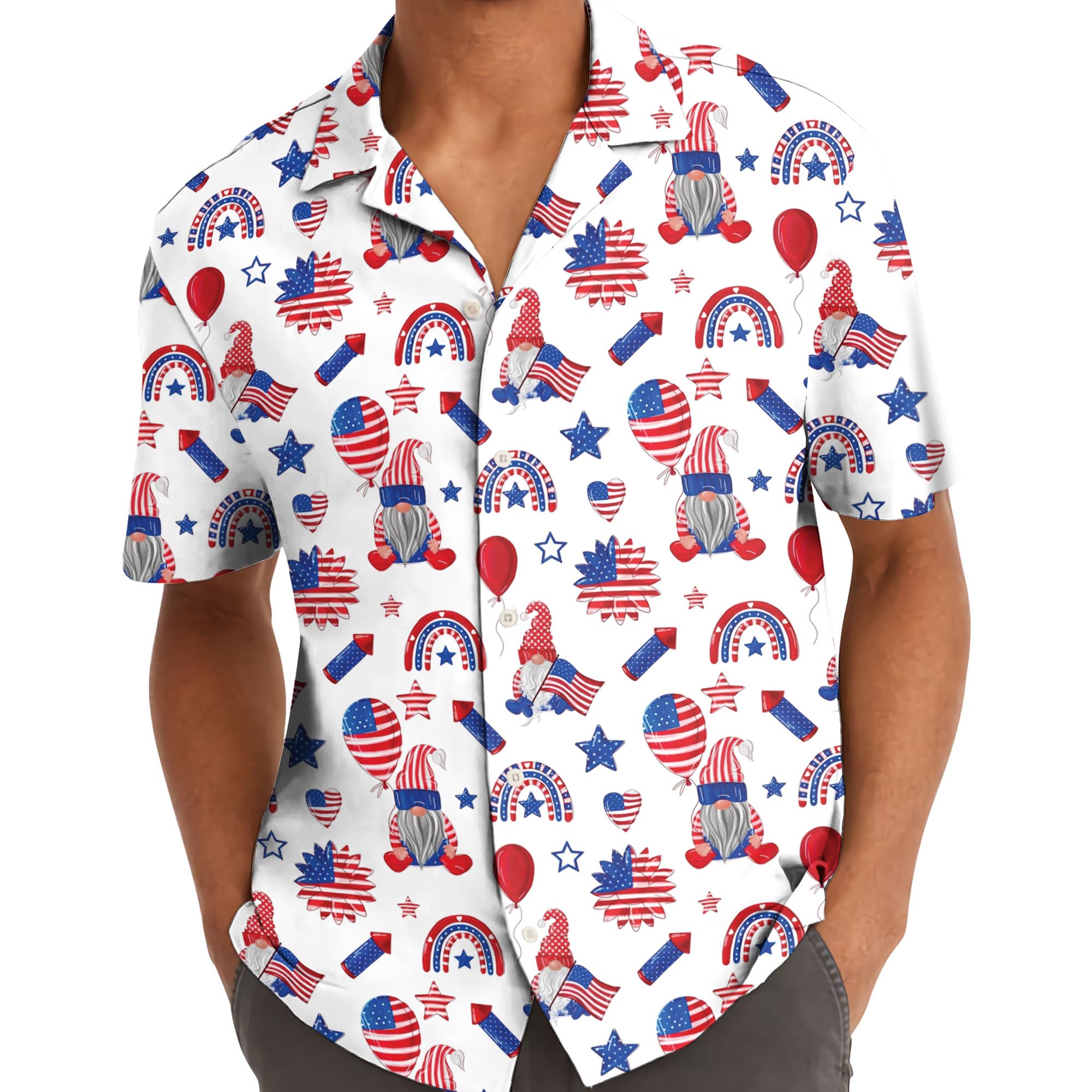 4th of July Gnome Hawaiian Shirt - Patriotic USA Celebration Vibes