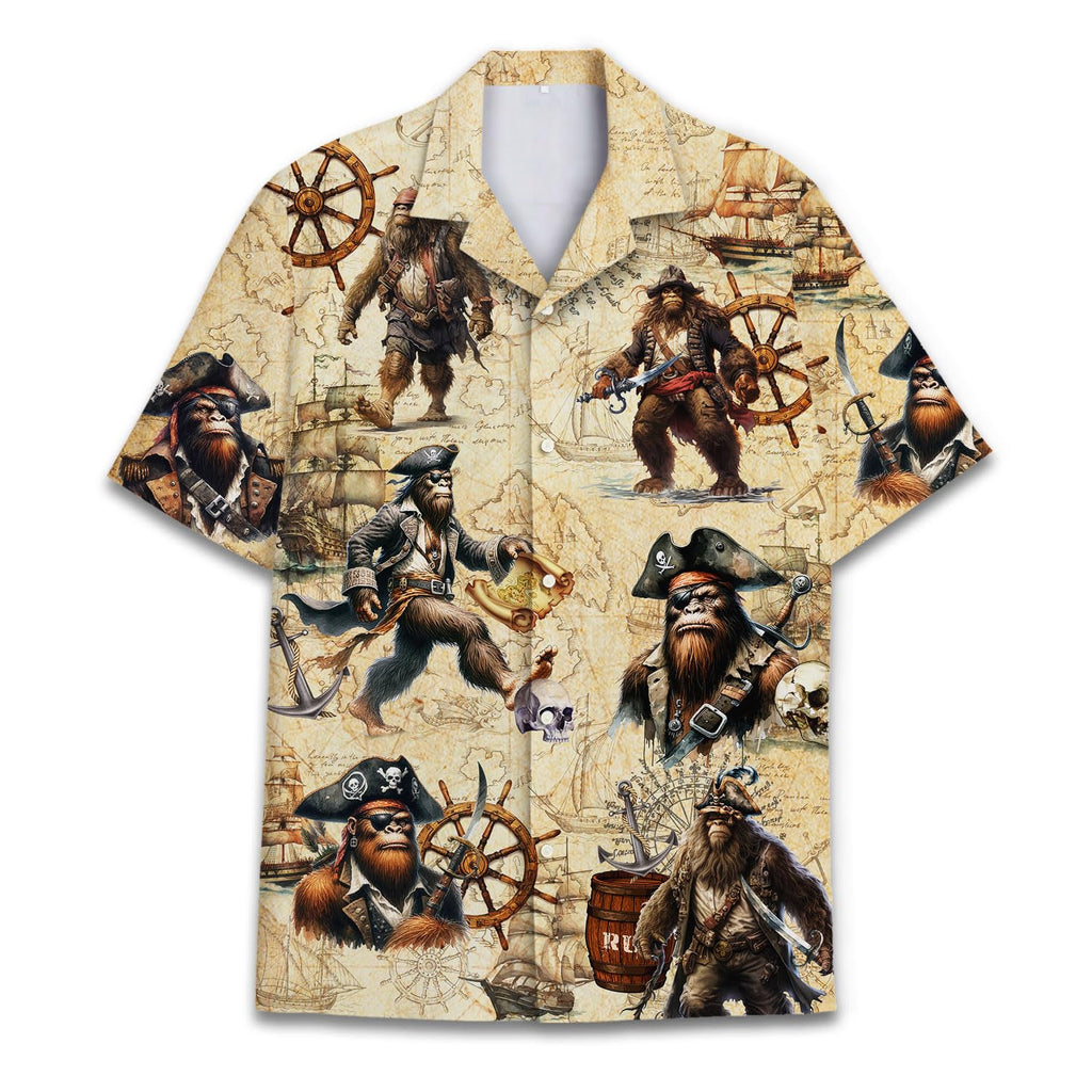 Bigfoot Gorilla Pirate Hawaiian Shirt - Funny Pirate Monkey Tropical Shirt