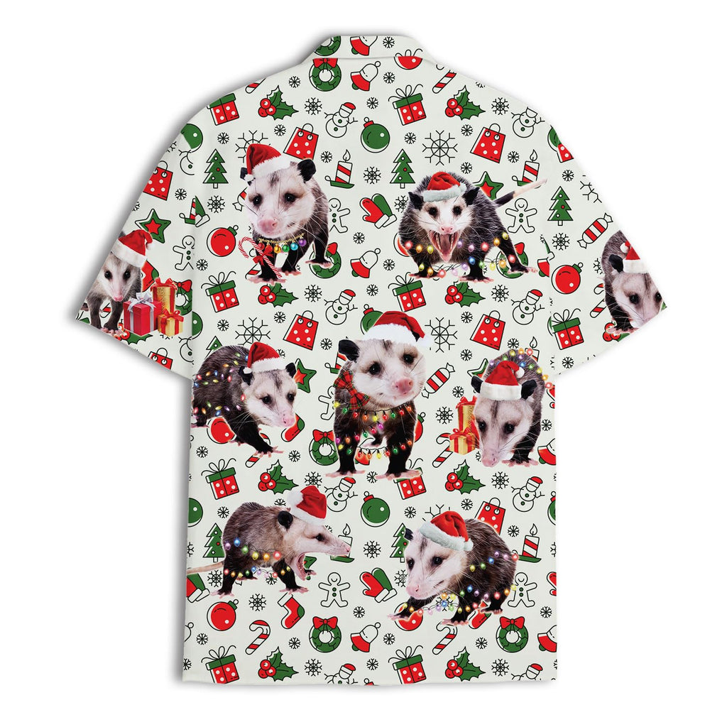 Funny Christmas Possum Hawaiian Shirt - Holiday Pattern Aloha Shirt