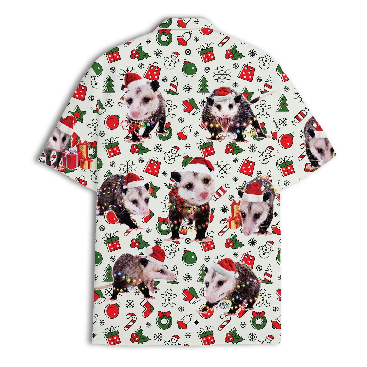 Funny Christmas Possum Hawaiian Shirt - Holiday Pattern Aloha Shirt