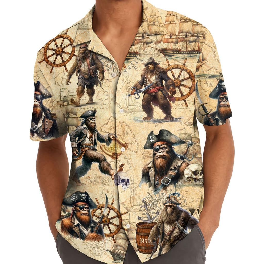 Bigfoot Gorilla Pirate Hawaiian Shirt - Funny Pirate Monkey Tropical Shirt