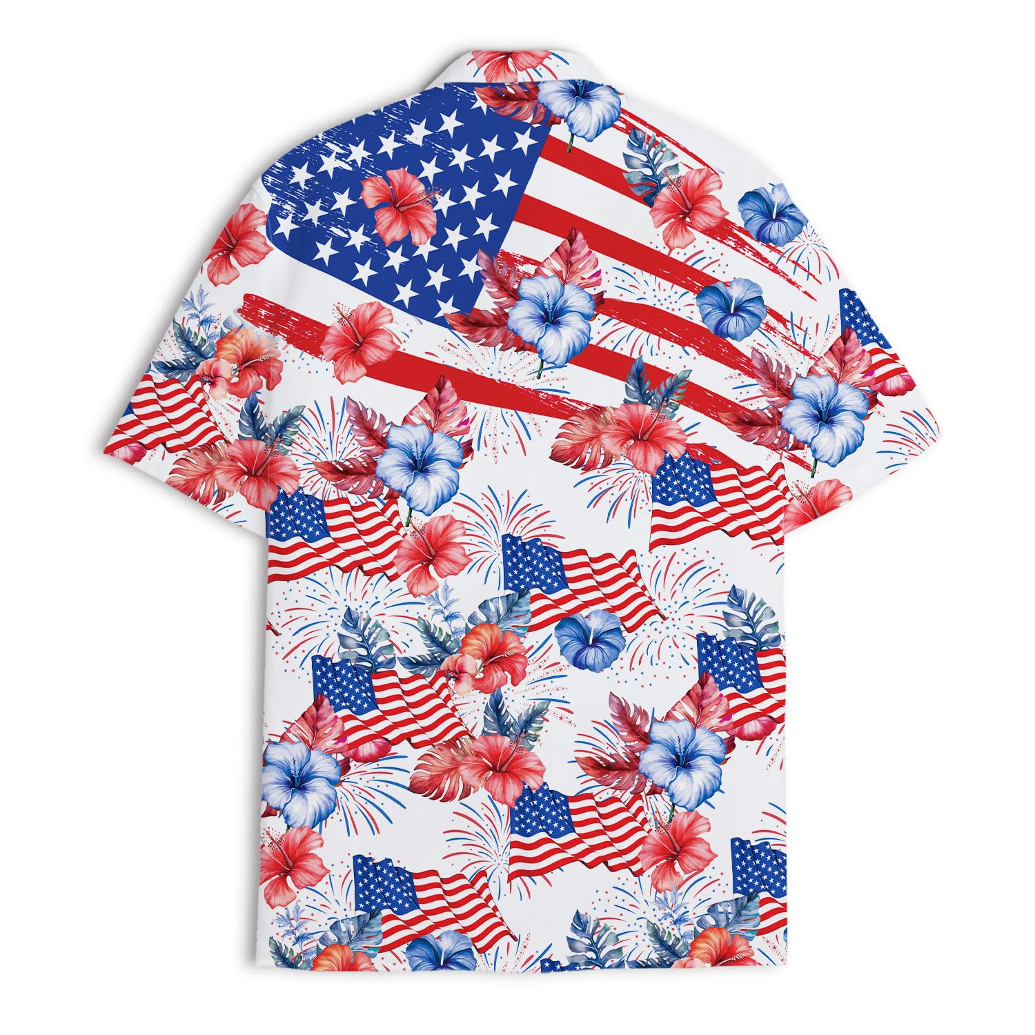 American Flag Fireworks Hawaiian Shirt - Patriotic 4th of July Style