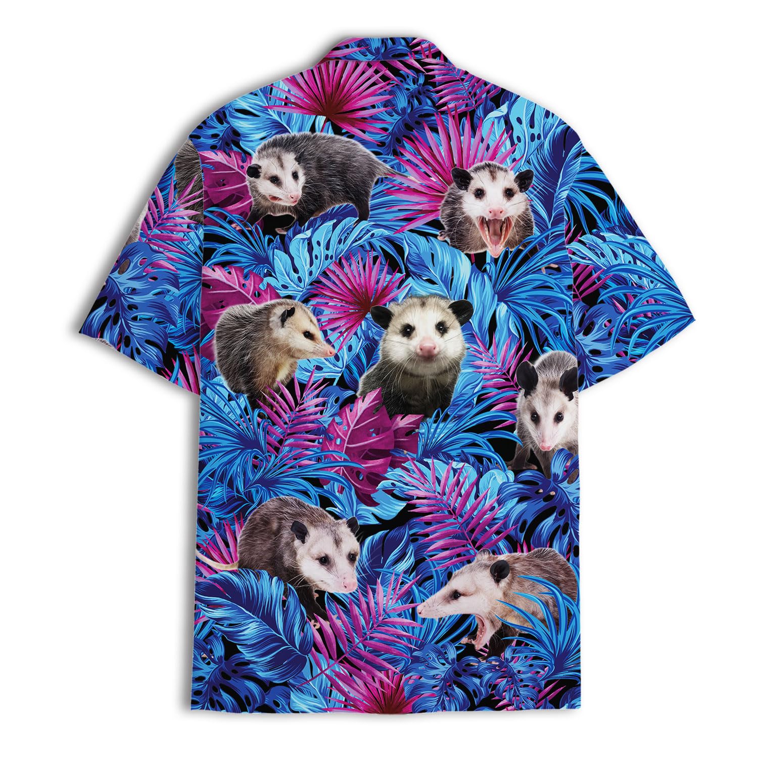 Funny Possum Hawaiian Shirt - Retro Opossum Print Aloha Party Top