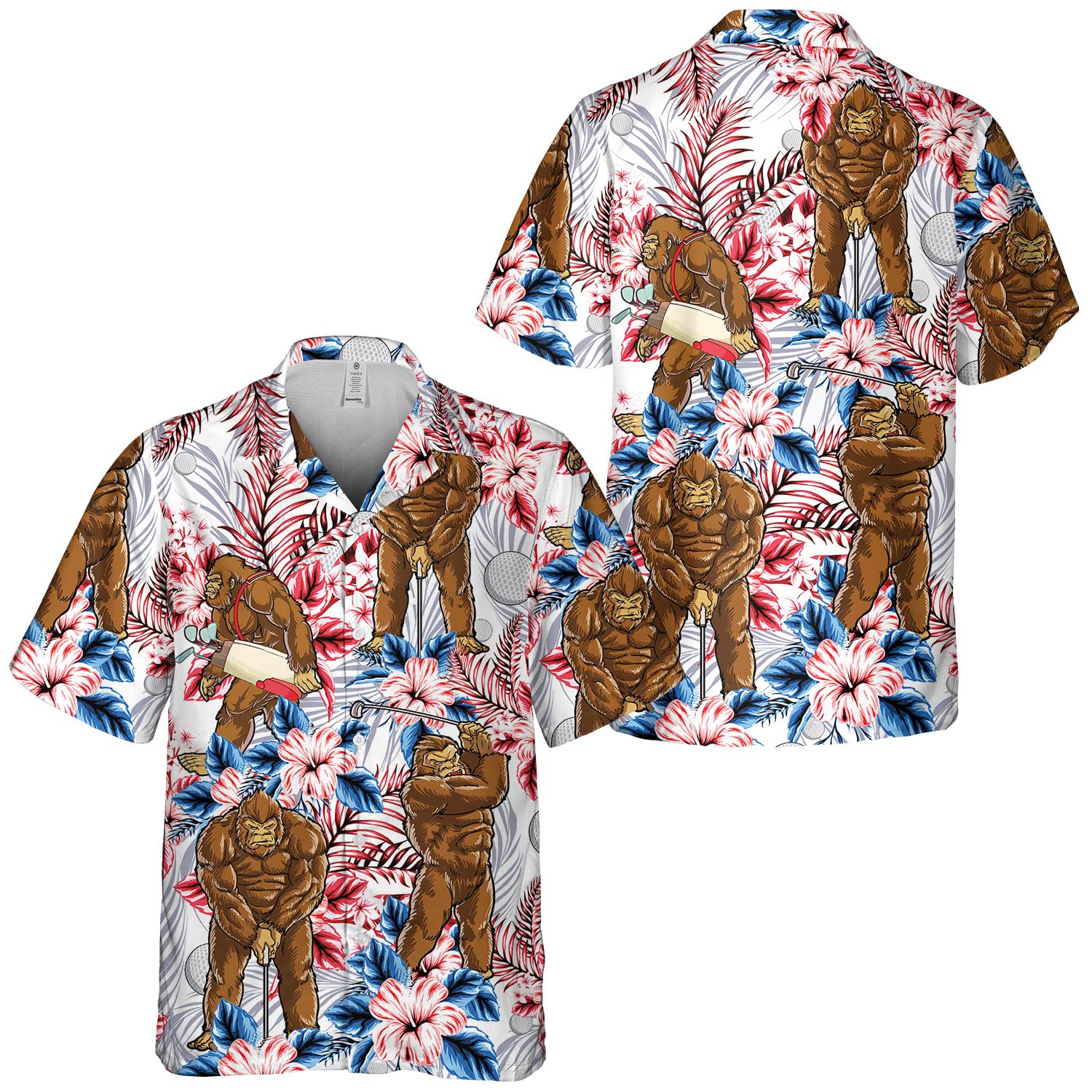 Gorilla Golf Hawaiian Shirt - Funny Big Ape Tropical Summer Shirt