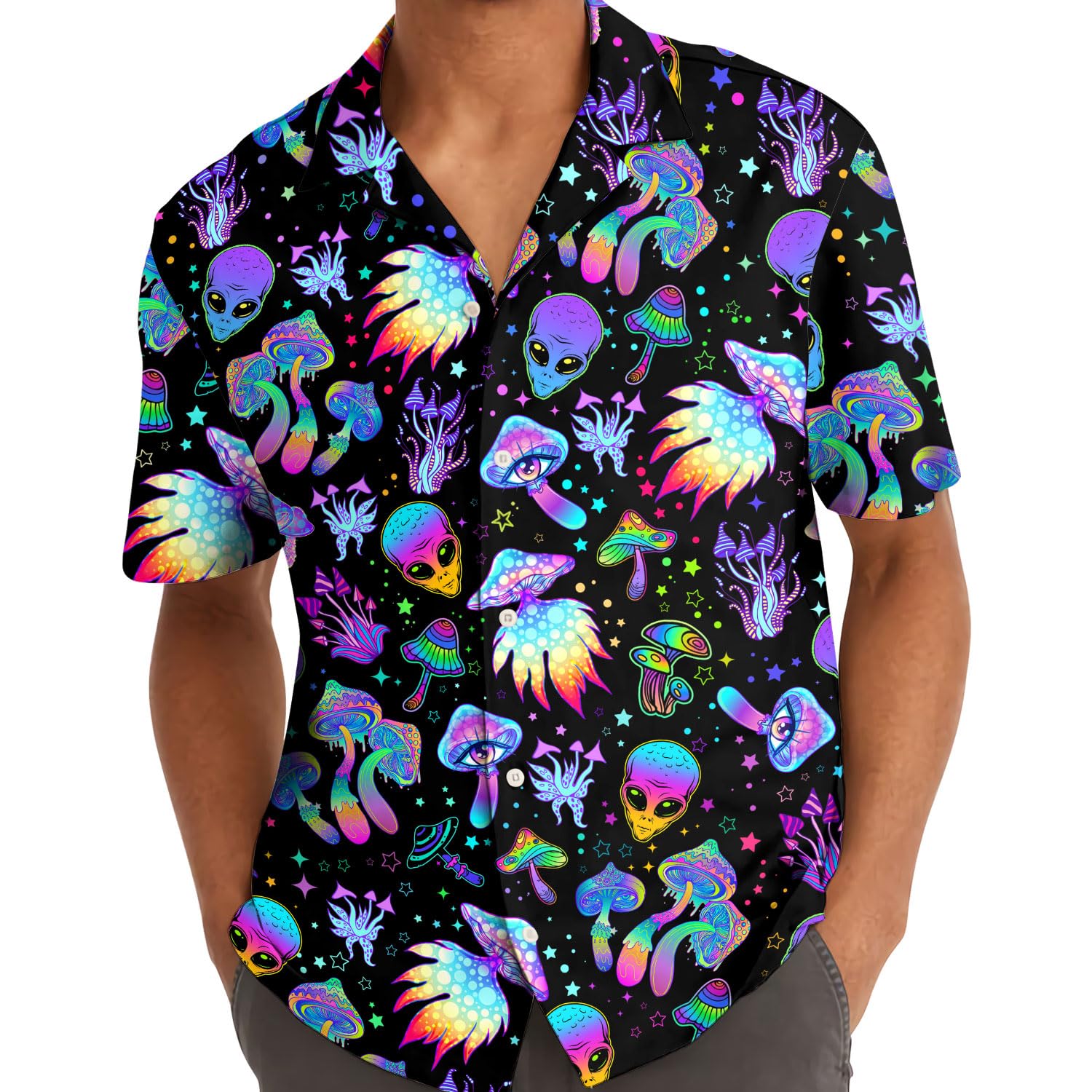 Psychedelic Alien Mushroom Hawaiian Shirt - Trippy Spacecore Style