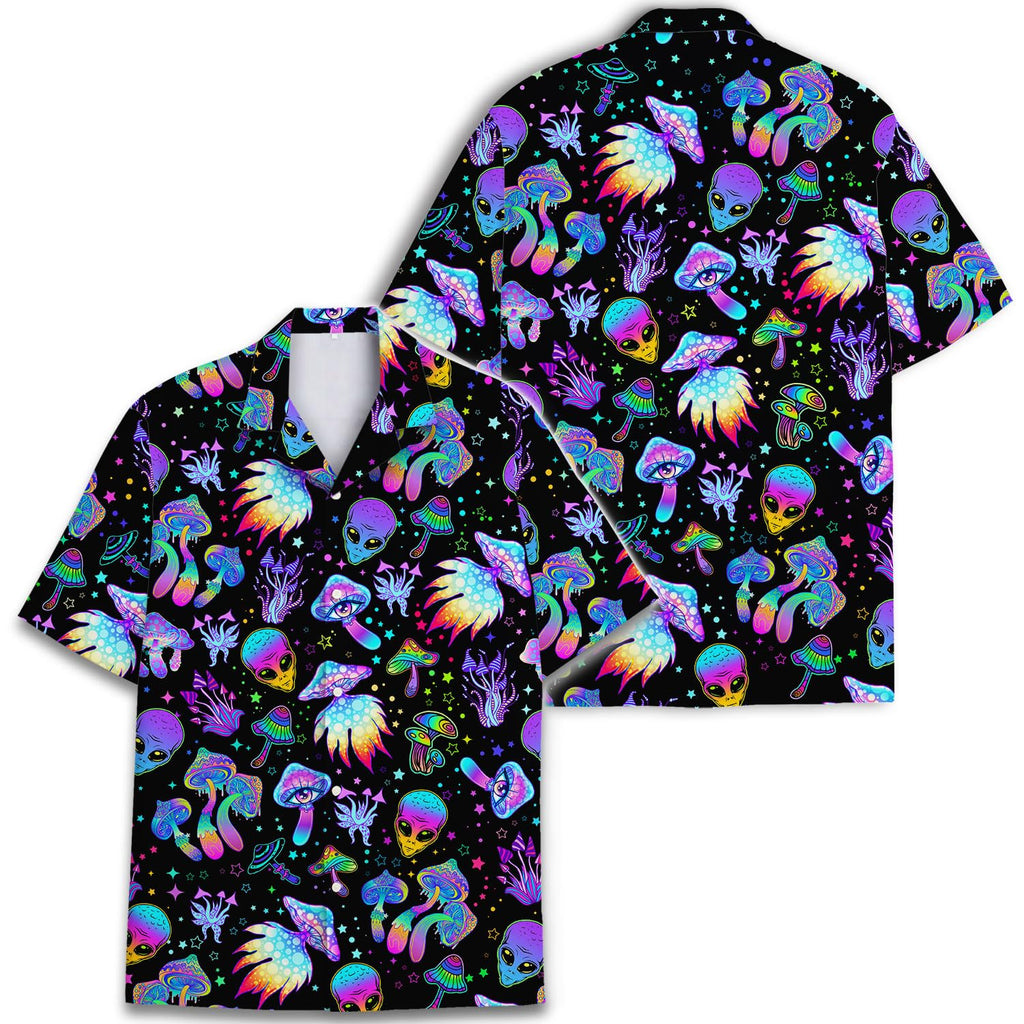 Psychedelic Alien Mushroom Hawaiian Shirt - Trippy Spacecore Style