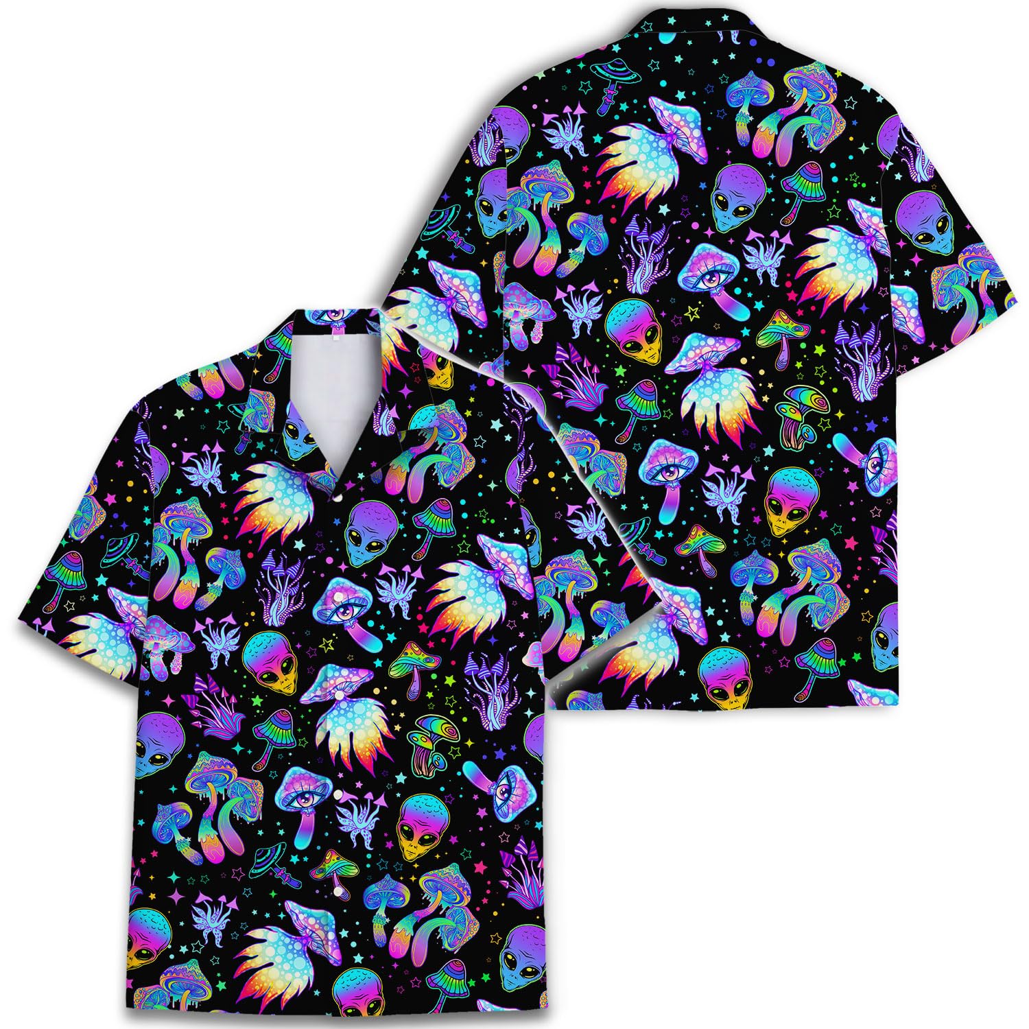 Psychedelic Alien Mushroom Hawaiian Shirt - Trippy Spacecore Style