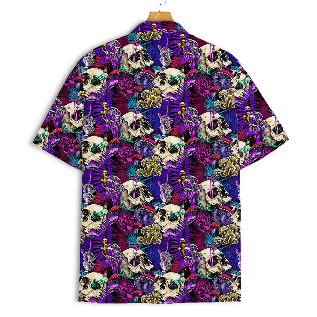 Skull & Mushroom Hawaiian Shirt - Dark Tropical Gothic Aloha Shirt for Men