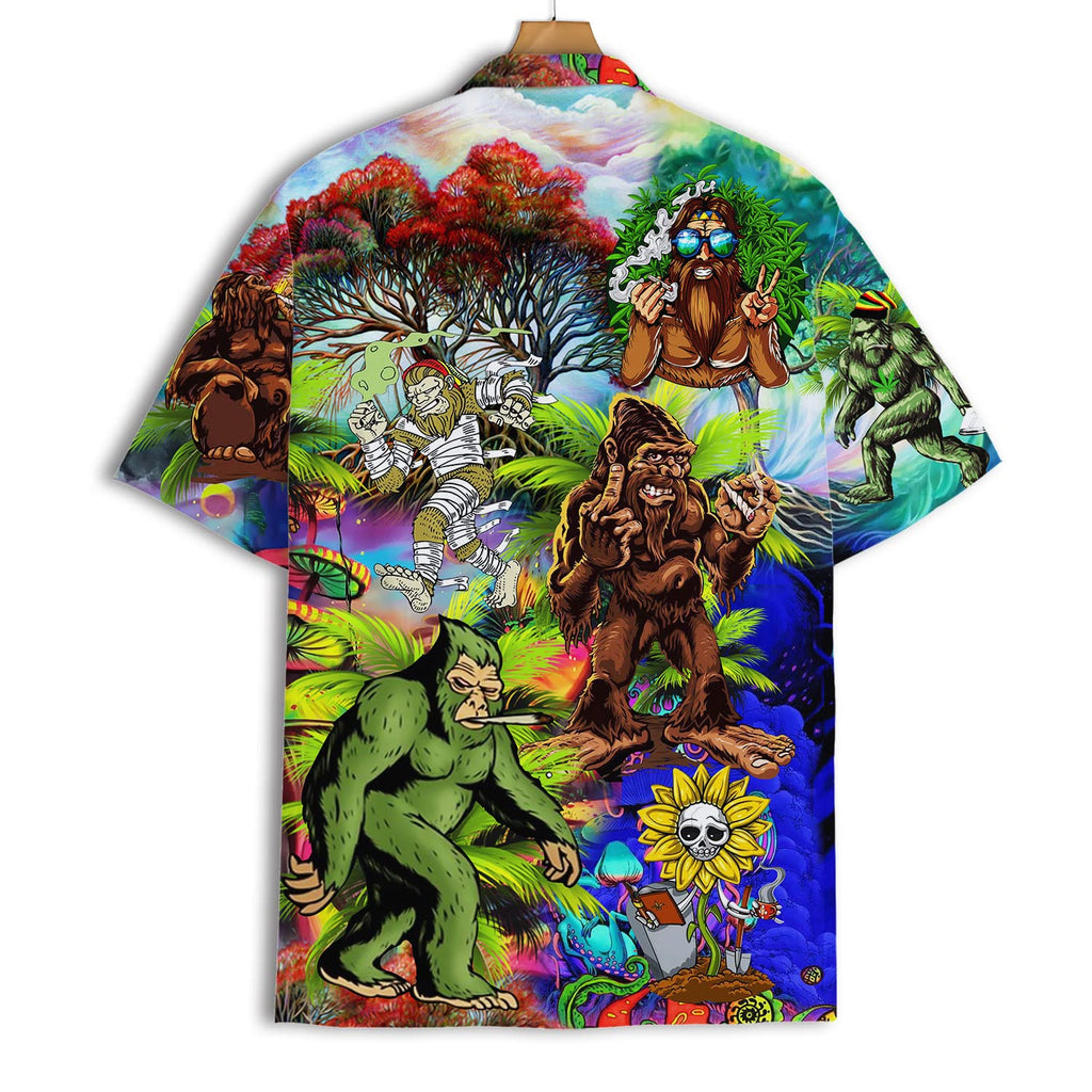 Psychedelic Bigfoot Hawaiian Shirt - Funny Yeti Summer Shirt
