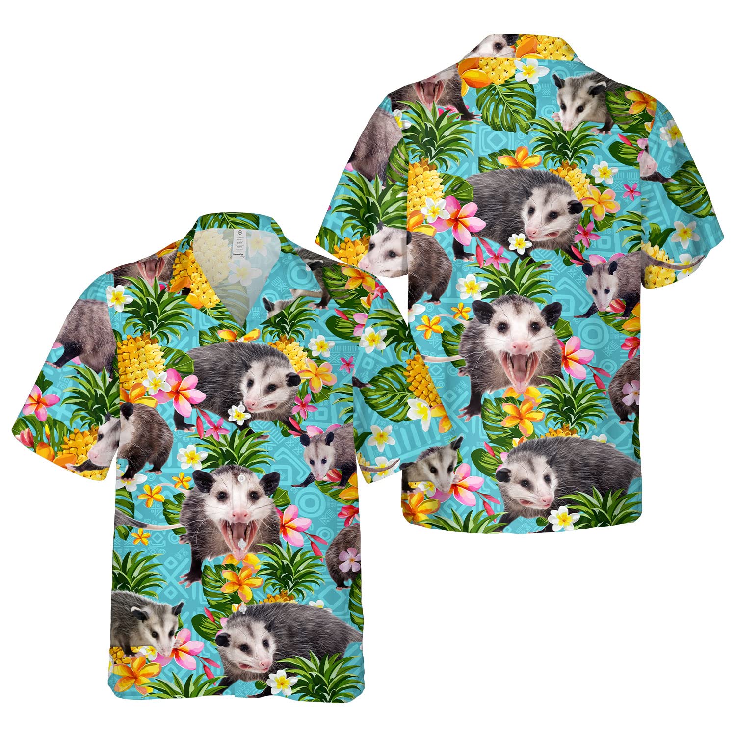 Funny Possum Hawaiian Shirt - Tropical Pineapple & Flower Print Aloha Shirt