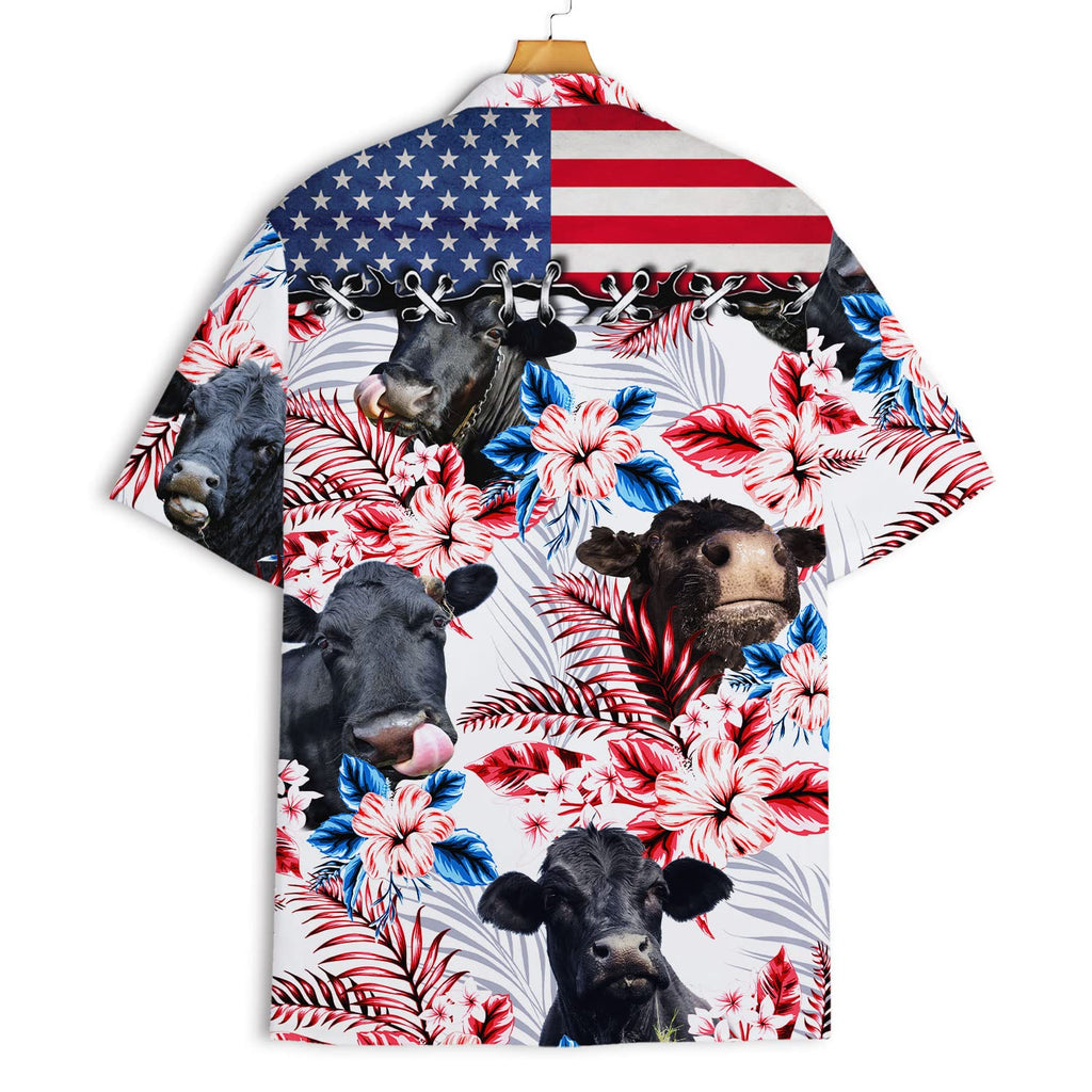 Funny Cow Hawaiian Shirt - Tropical Red & Blue Floral Print
