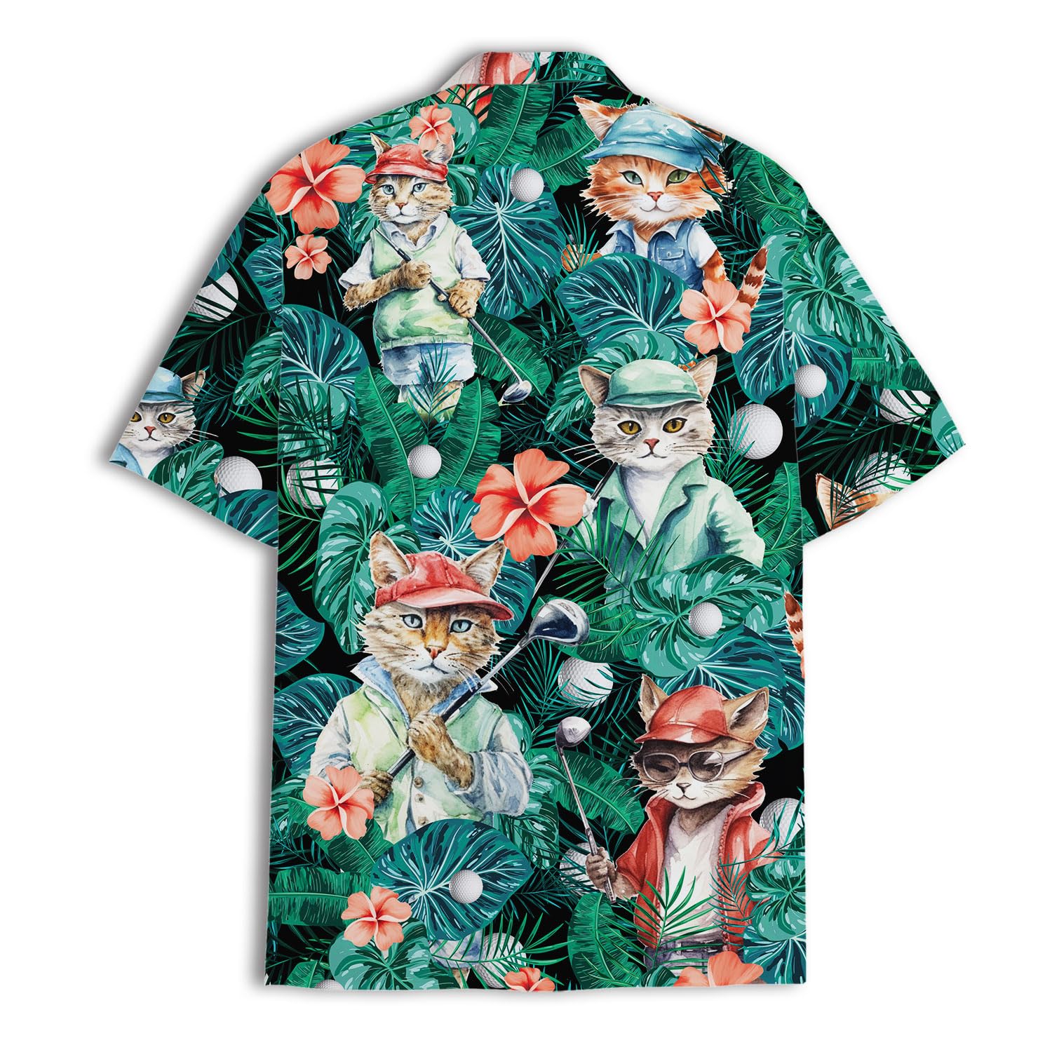Funny Golf Cat Hawaiian Shirt - Tropical Pet Lover Gift