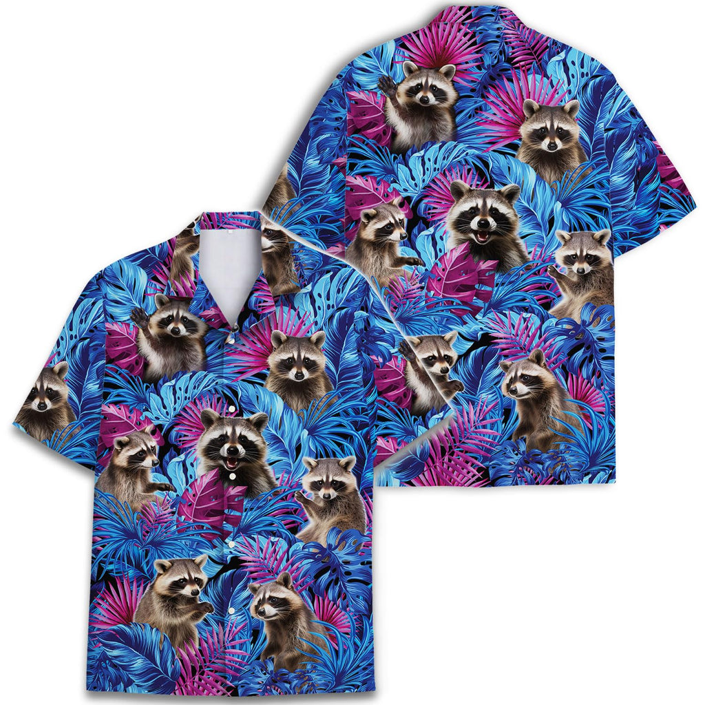 Hawaiian Raccoon Tropical Shirt Men Women, Button Down Shirt