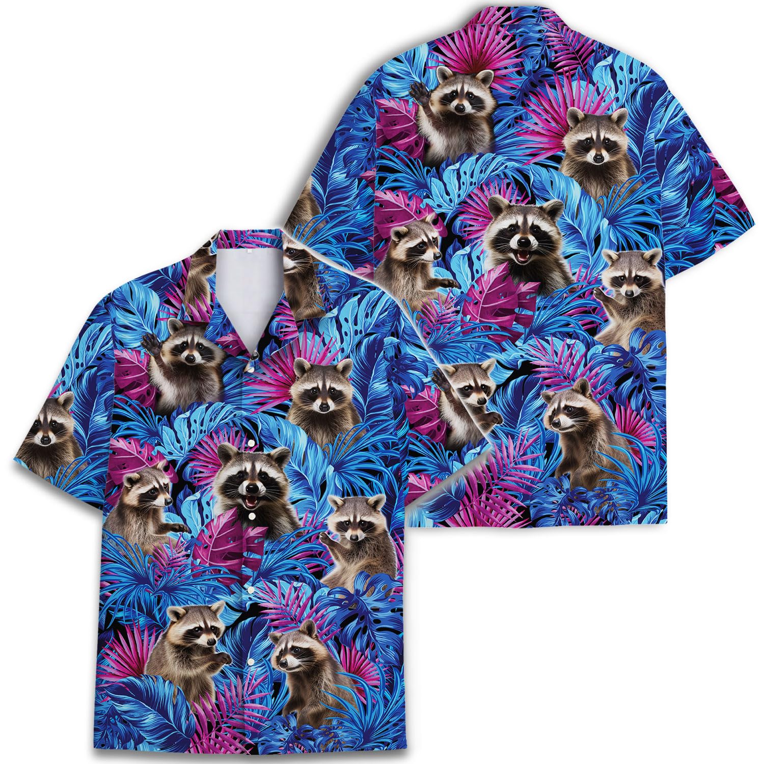 Hawaiian Raccoon Tropical Shirt Men Women, Button Down Shirt