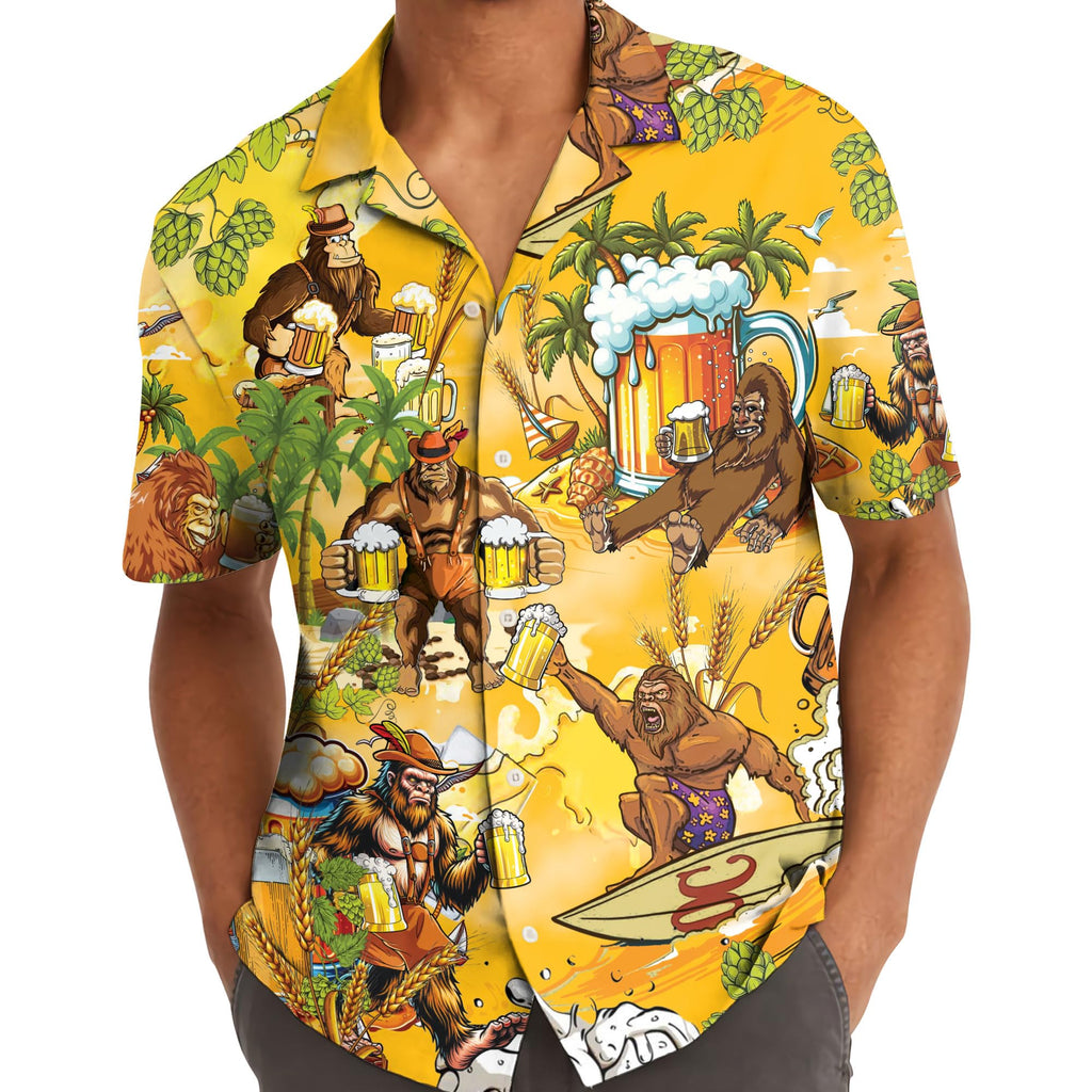 Bigfoot Beer Hawaiian Shirt - Funny Yellow Aloha for Beer Lovers
