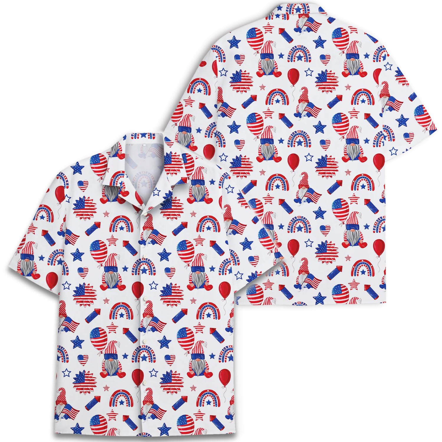 4th of July Gnome Hawaiian Shirt - Patriotic USA Celebration Vibes