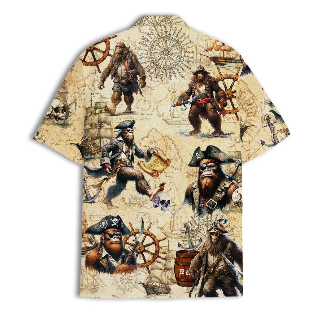 Bigfoot Gorilla Pirate Hawaiian Shirt - Funny Pirate Monkey Tropical Shirt
