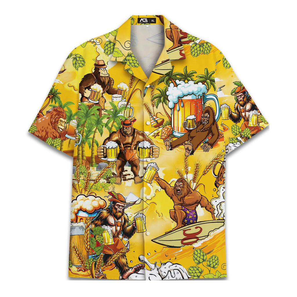 Bigfoot Beer Hawaiian Shirt - Funny Yellow Aloha for Beer Lovers