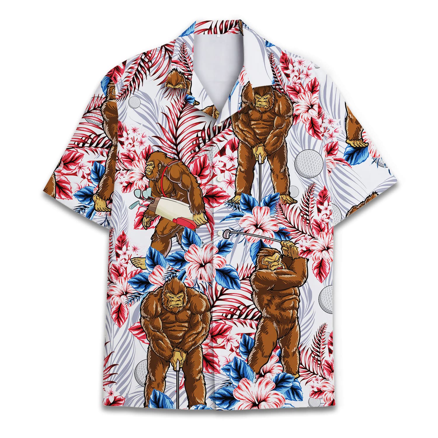 Gorilla Golf Hawaiian Shirt - Funny Big Ape Tropical Summer Shirt