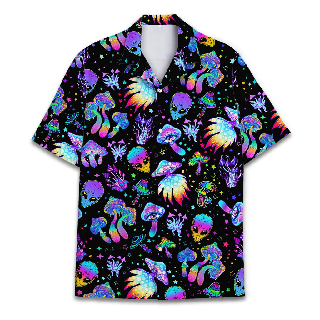 Psychedelic Alien Mushroom Hawaiian Shirt - Trippy Spacecore Style