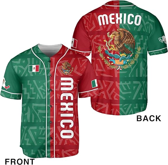 Mexico Flag Baseball Jersey - Split Red & Green Patriotic Shirt