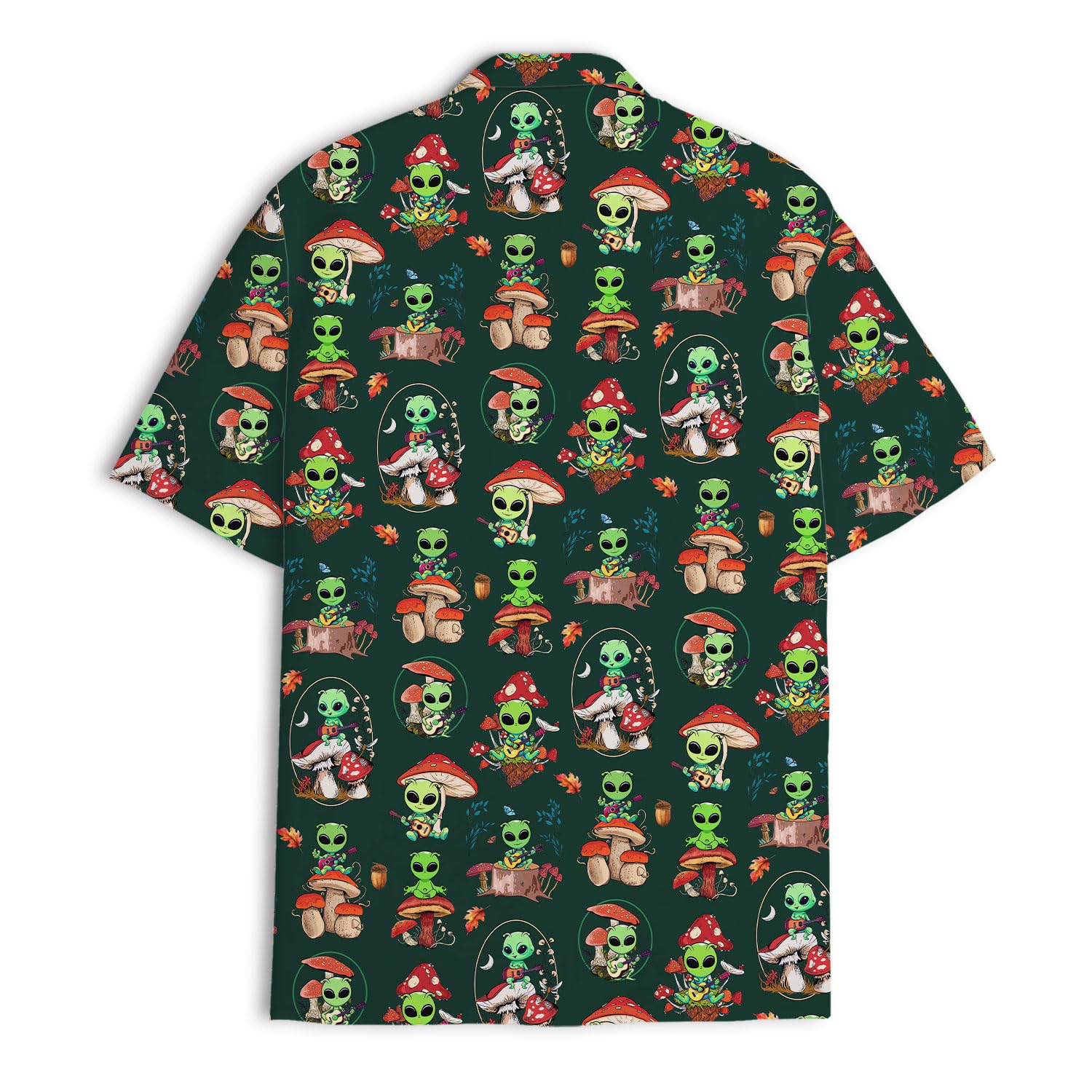 Alien Mushroom Hawaiian Shirt - Trippy Forest Alien Aloha Shirt