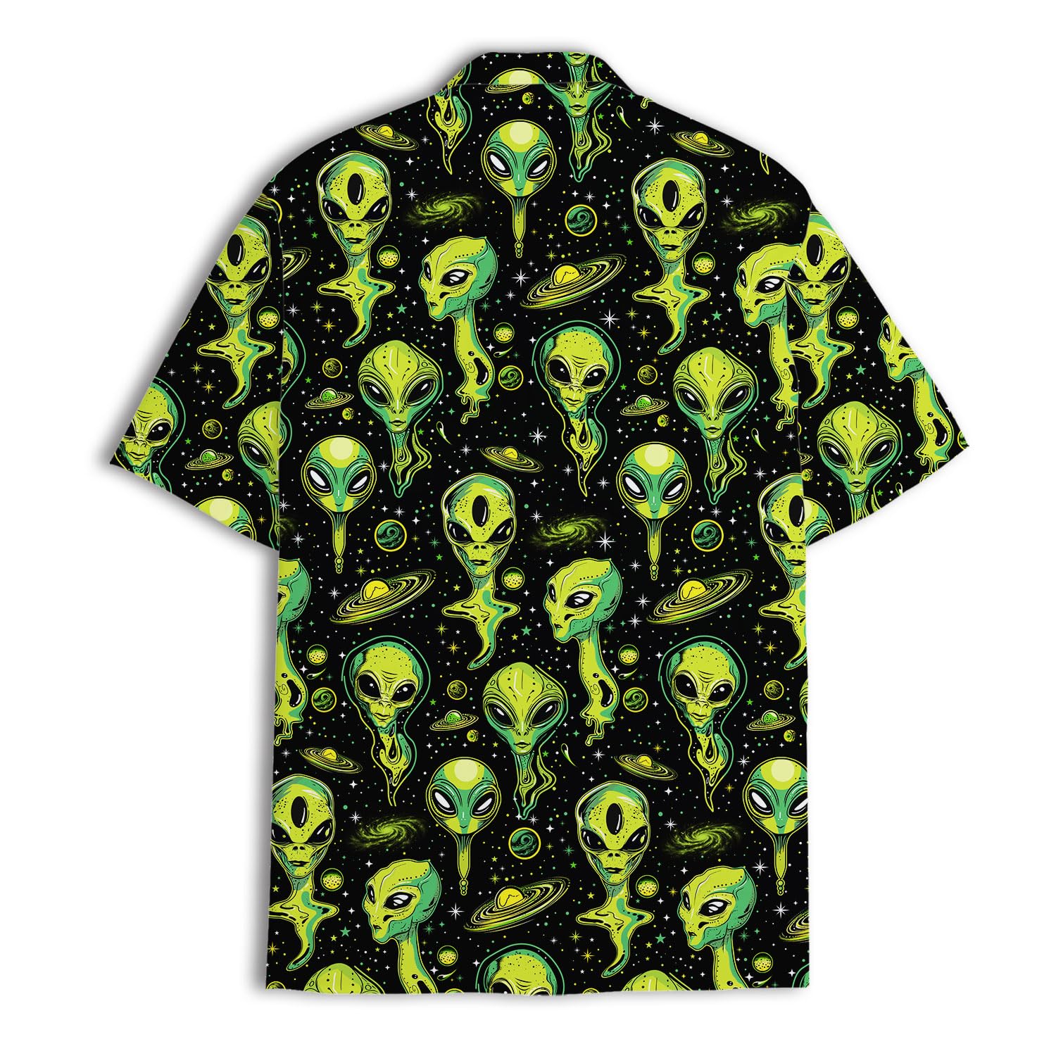 Neon Alien Pattern Hawaiian Shirt - Sci-Fi Space Lover Gift