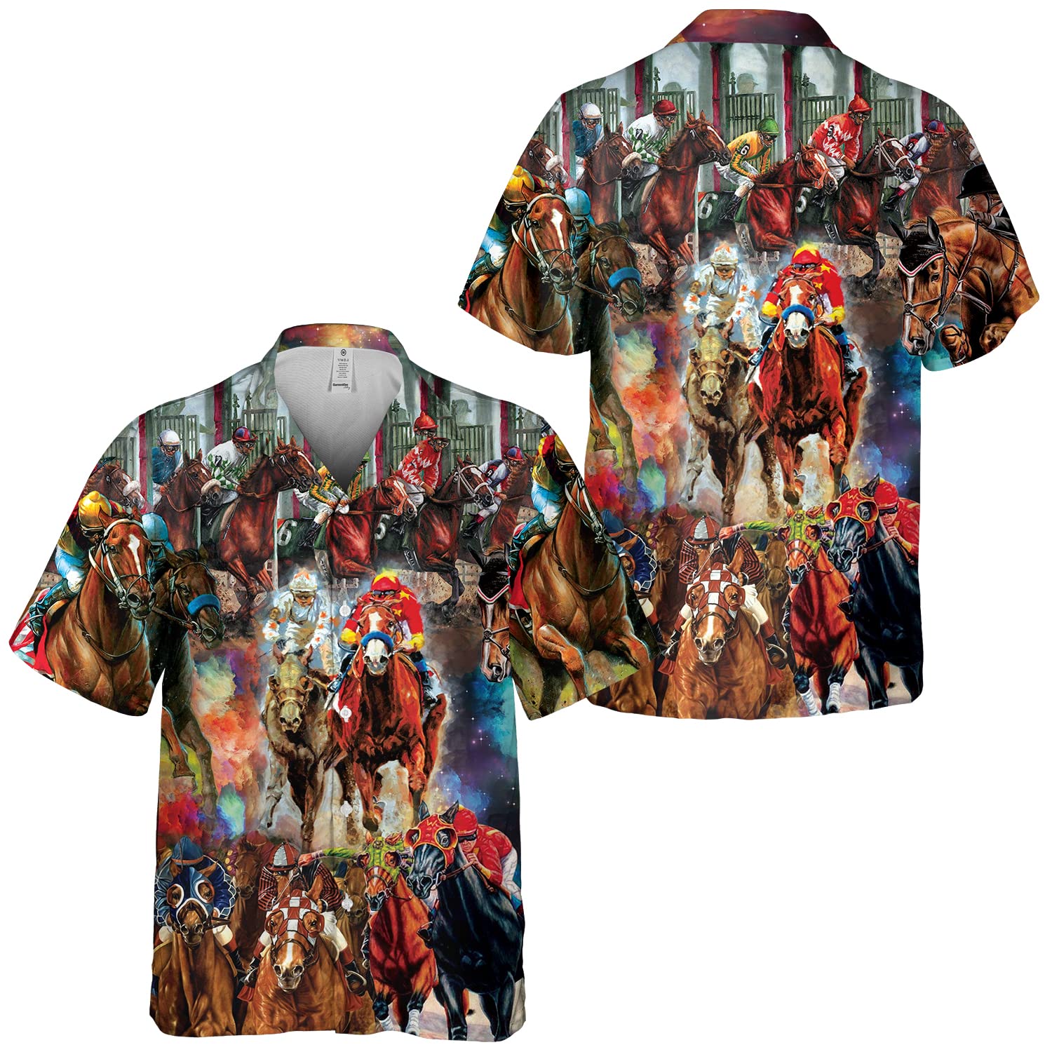 Horse Racing Hawaiian Shirt - Colorful Jockey Print Aloha Shirt for Men
