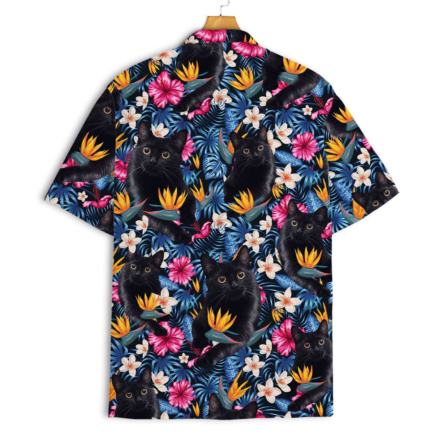 Floral Black Cat Hawaiian Shirts for Men Women