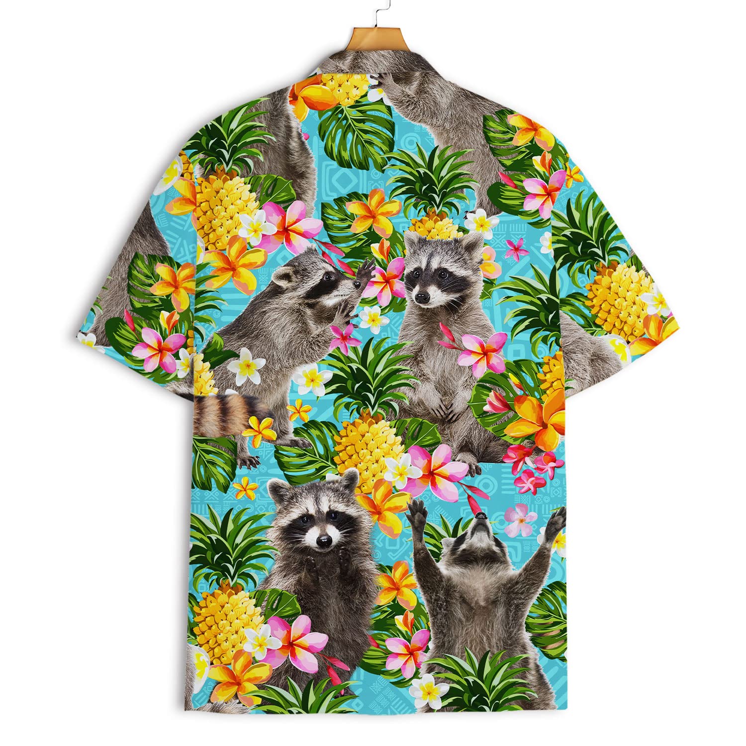 Funny Raccoon Hawaiian Shirt - Tropical Pineapple & Flower Print Aloha Shirt