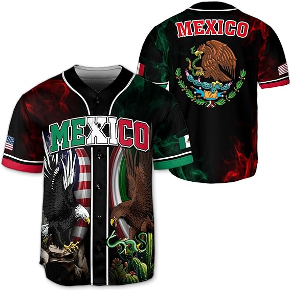 Mexico USA Eagle Baseball Jersey - Dual Pride Flag Sports Shirt
