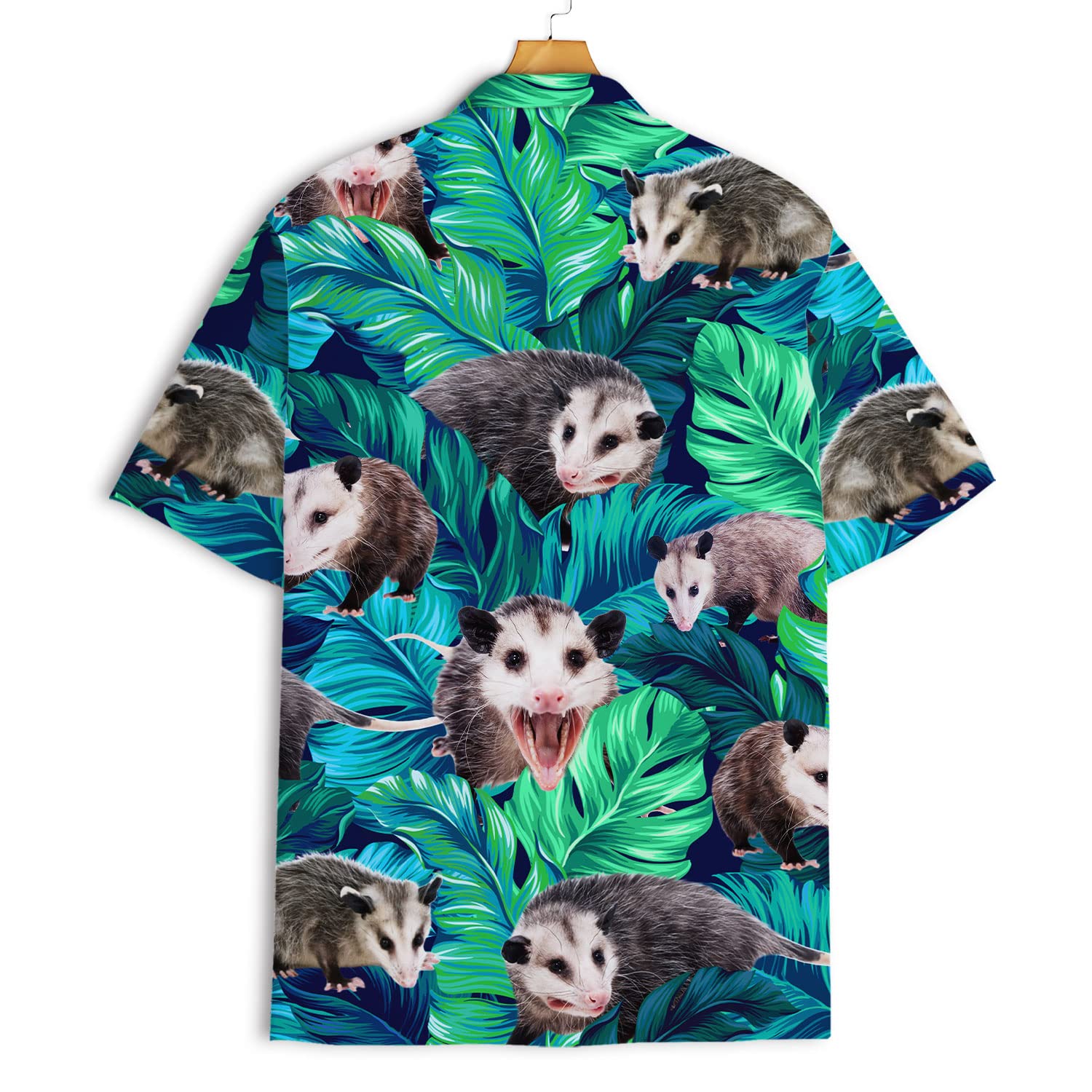 Funny Possum Hawaiian Shirt - Green Tropical Leaf Print Aloha Shirt