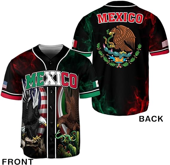 Mexico USA Eagle Baseball Jersey - Dual Pride Flag Sports Shirt