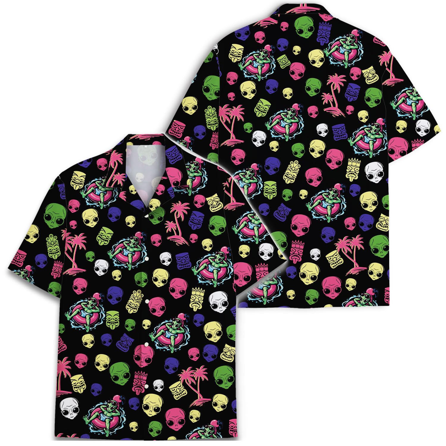 Alien Skull Hawaiian Shirt - Funny UFO Beach Shirt for Men & Women
