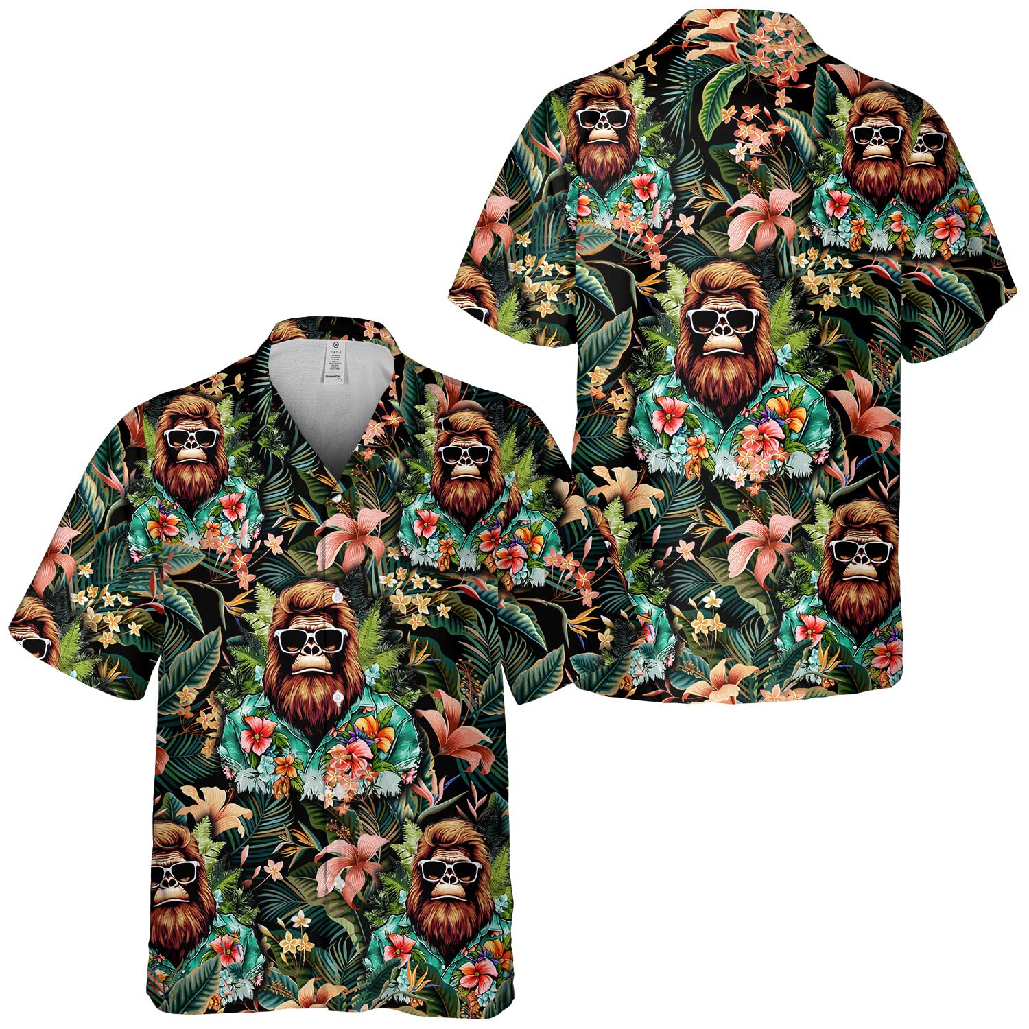 Cool Bigfoot Hawaiian Shirt - Funny Sasquatch Aloha Shirt with Sunglasses