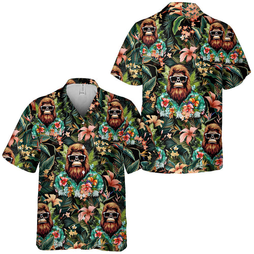 Cool Bigfoot Hawaiian Shirt - Funny Sasquatch Aloha Shirt with Sunglasses